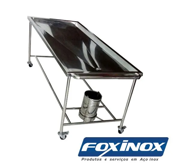 Mesa de Necrópsia ou Maca para Transporte de Cadáver com Balde