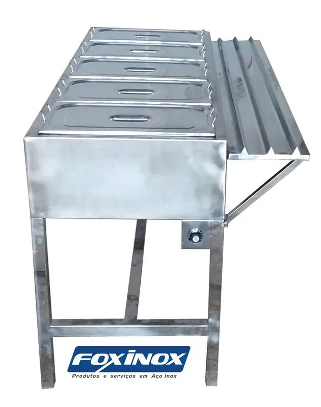 Balcão Self-service com 05 Cubas em Aço Inox