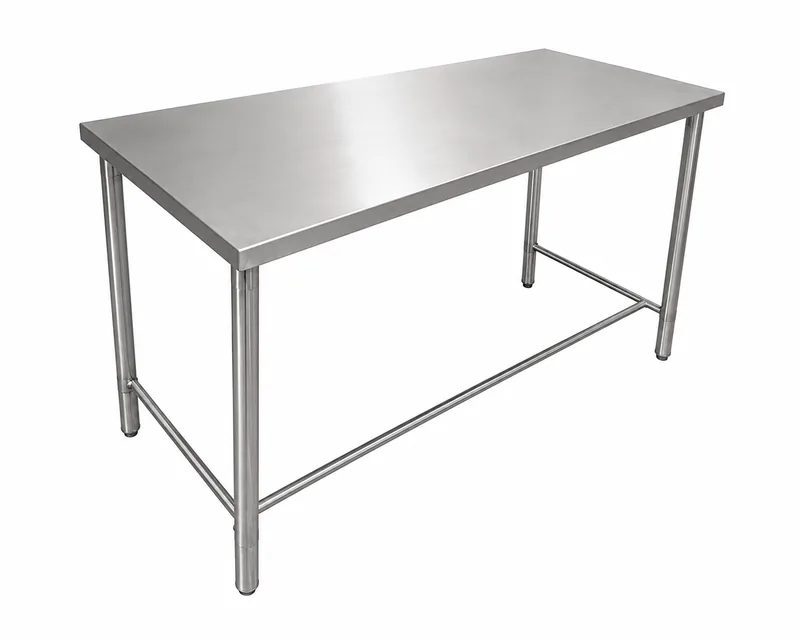 Mesa em aço inox com estrutura tubular fabricada pela Fox Inox